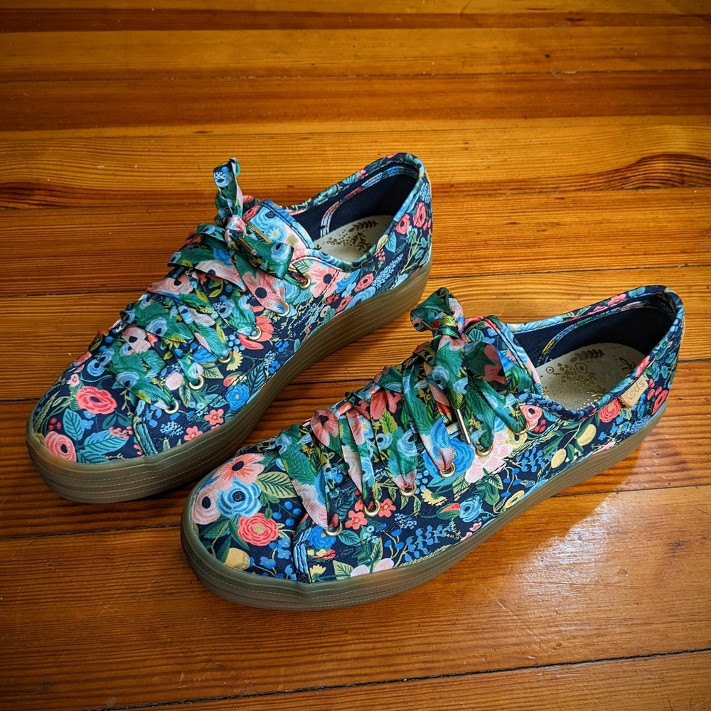 Keds x Rifle Paper Collab, Triple Kick Garden Party Navy sneakers W 7.5